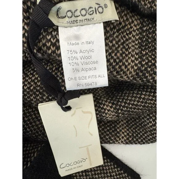 Cocogio SweaterCardigan Open Hoodie Women Black Wool Blend Made In Italy Wool